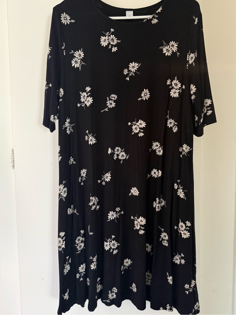 Old Navy Black Dress with White Daisy Print